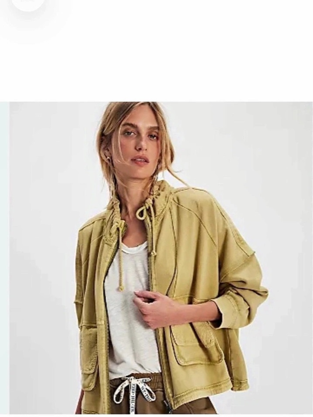 Free People Dunes Short zip shirt jacket in Sz XS color sesame NWT